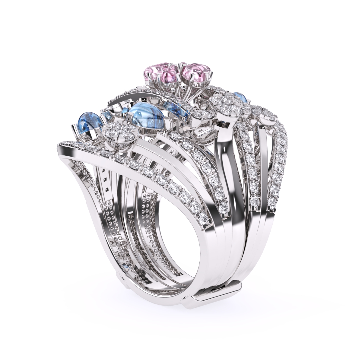 Glamorous Multi Stone Cluster Diamond Ring